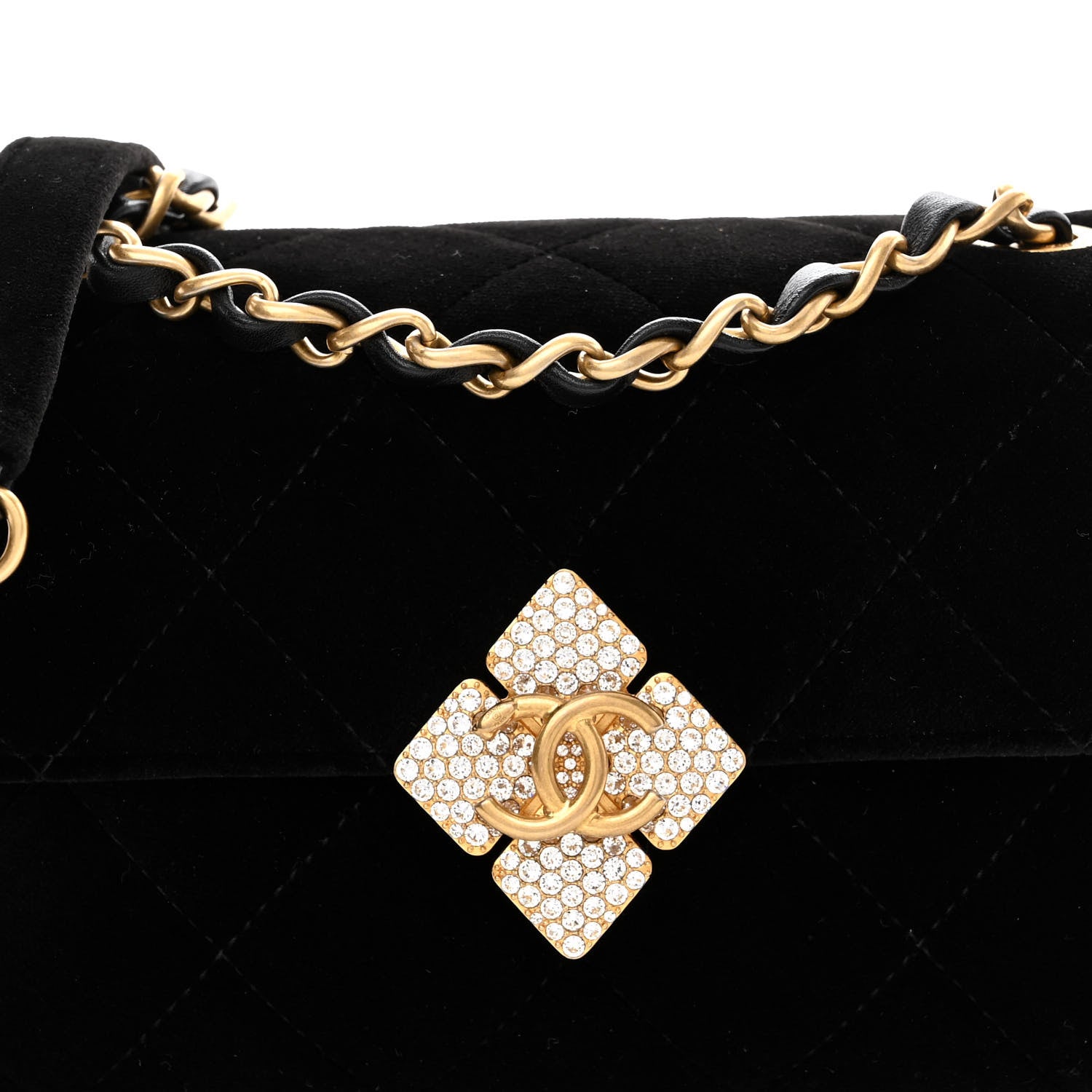 Chanel Velvet Strass Diamond Lock Flap Black 8 of 10
