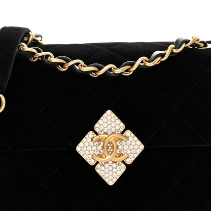 Chanel Velvet Strass Diamond Lock Flap Black 8 of 10