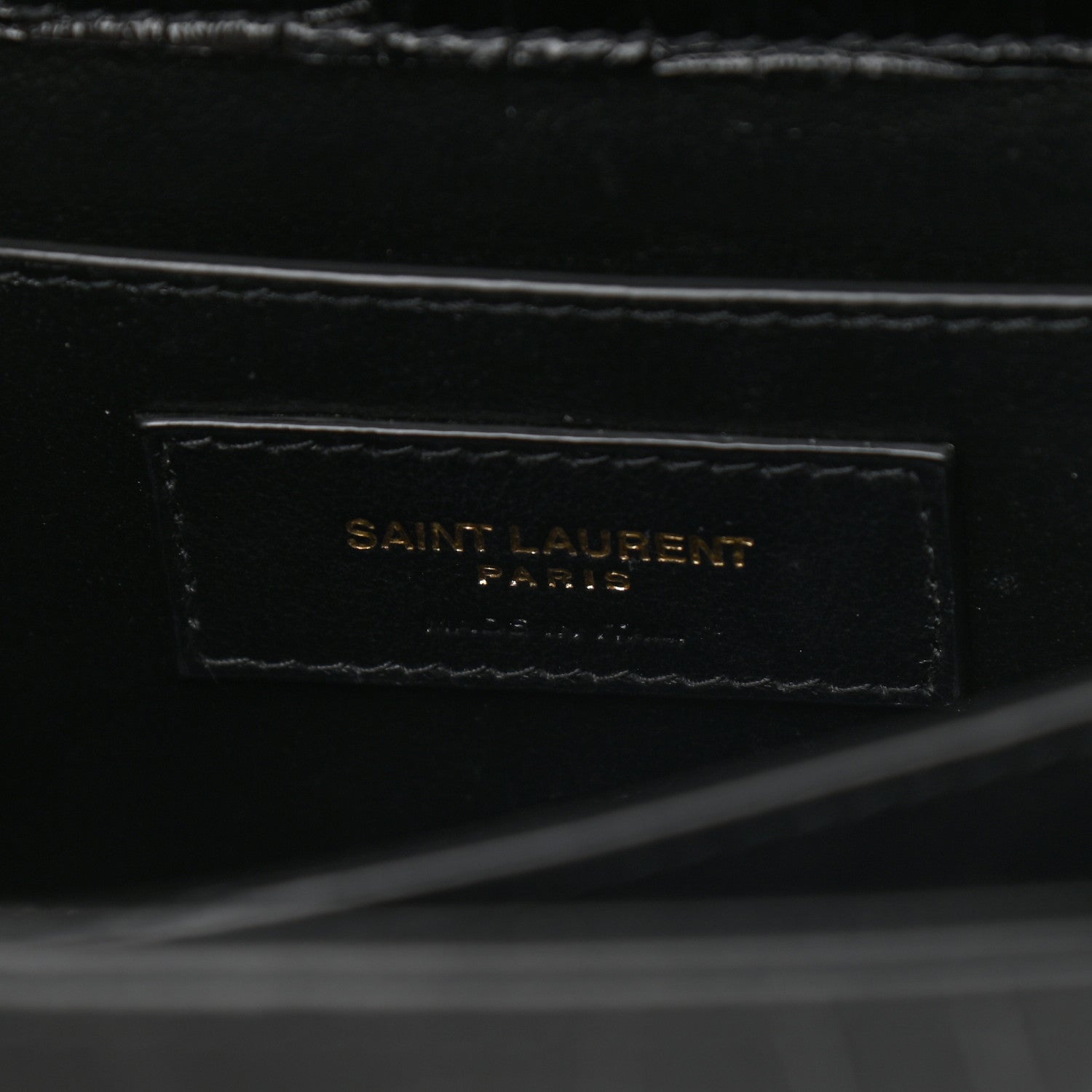 Saint Laurent Calfskin Crocodile Embossed Mini Classic Monogram Cassandra Top Handle Black 5 of 7