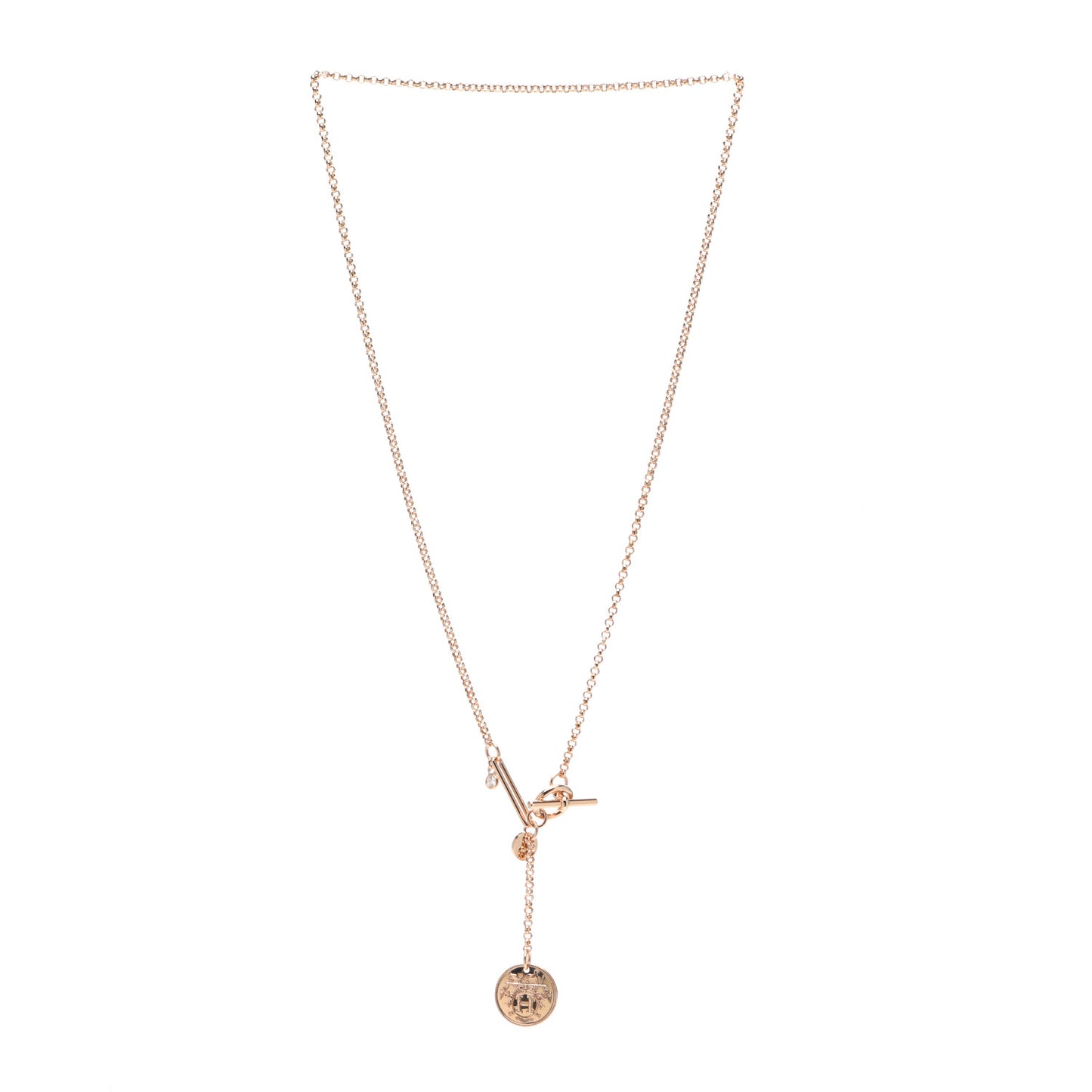 18K Rose Gold Diamond PM Ex-Libris Pendant Necklace