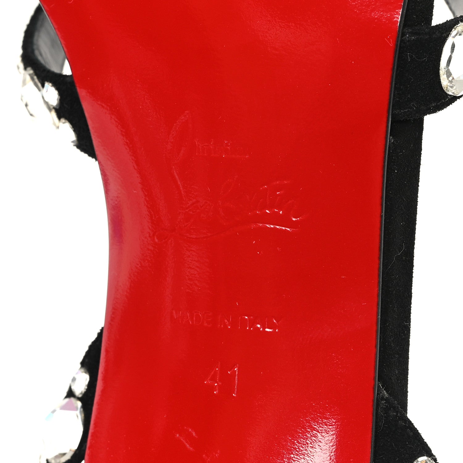 Christian Louboutin Veau Velours Strass Emilie 85 Sandals 41  Black 7 of 9