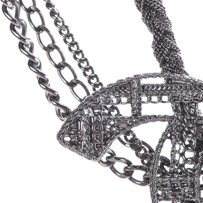Chanel Ruthenium Multi Strand Chain CC Short Necklace 6 of 7