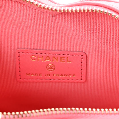 Chanel Lambskin Quilted CC In Love Heart Clutch With Chain Pink 5 of 10