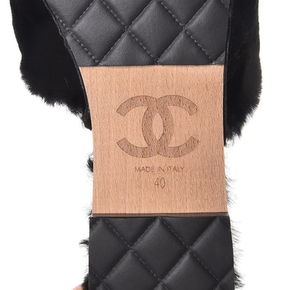 Chanel Rabbit Lambskin Fur Mules 40 Black 6 of 9
