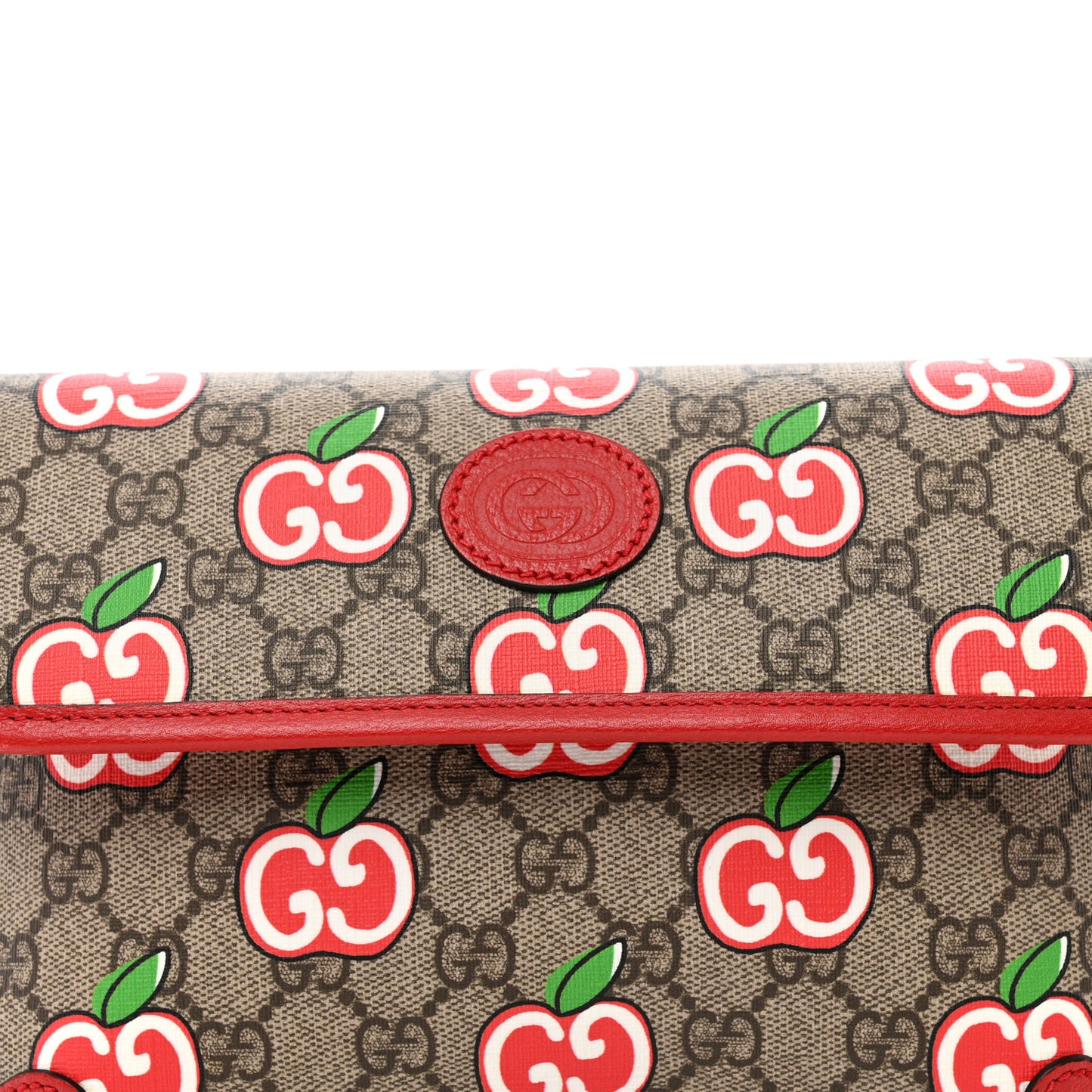 GG Supreme Monogram Apple Interlocking G Belt Bag Beige Multicolor Lobster Red