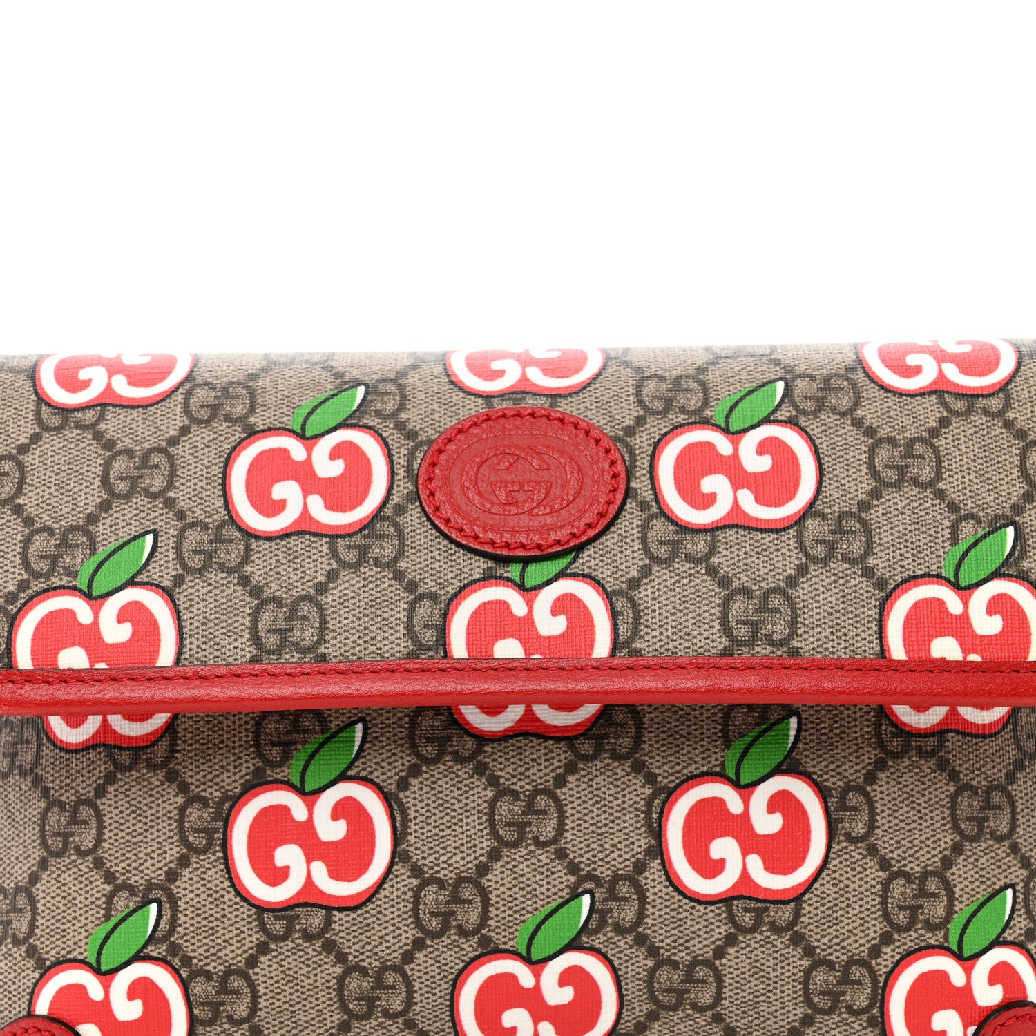 Gucci GG Supreme Monogram Apple Interlocking G Belt Bag Beige Multicolor Lobster Red 5 of 11