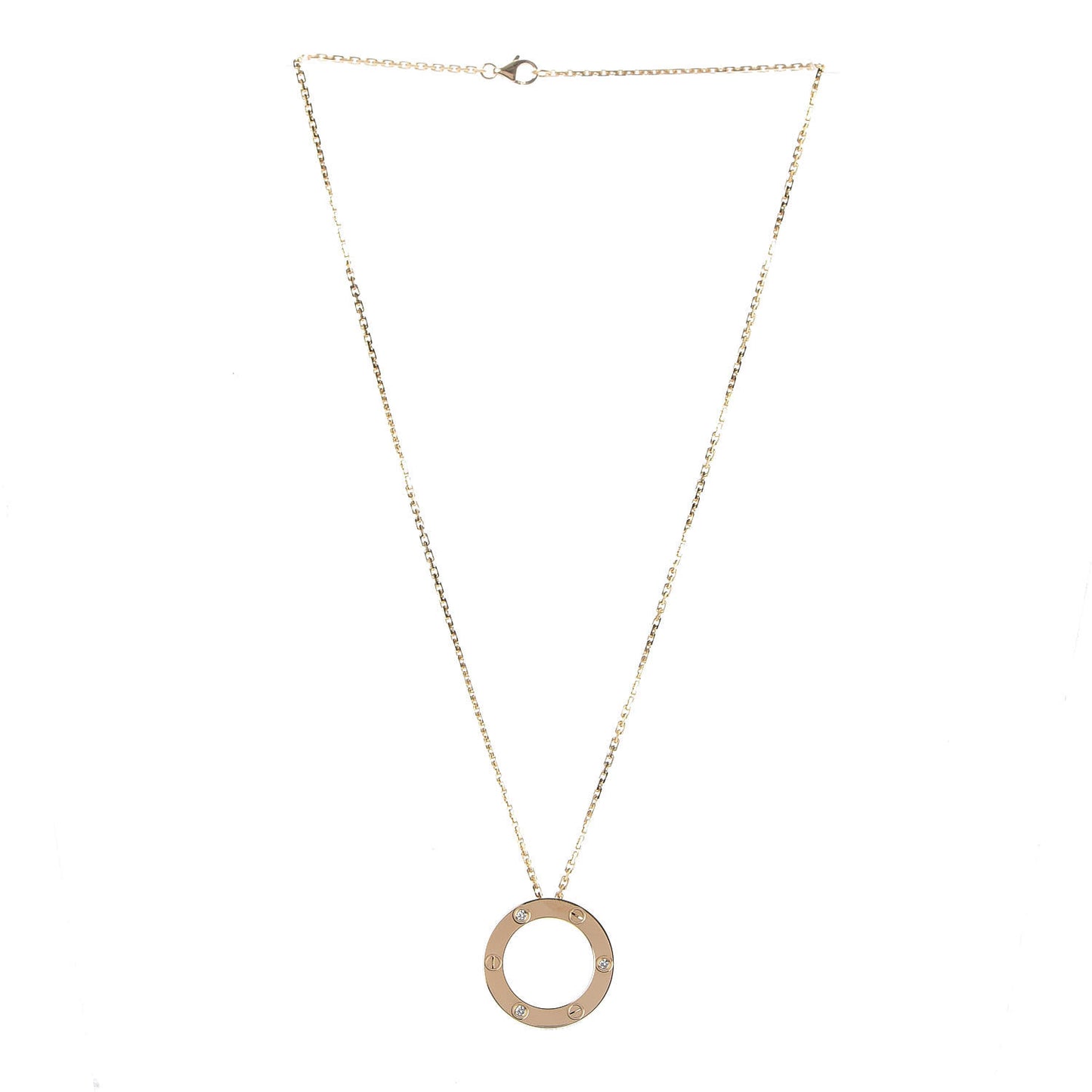 18K Yellow Gold 3 Diamonds LOVE Pendant Necklace