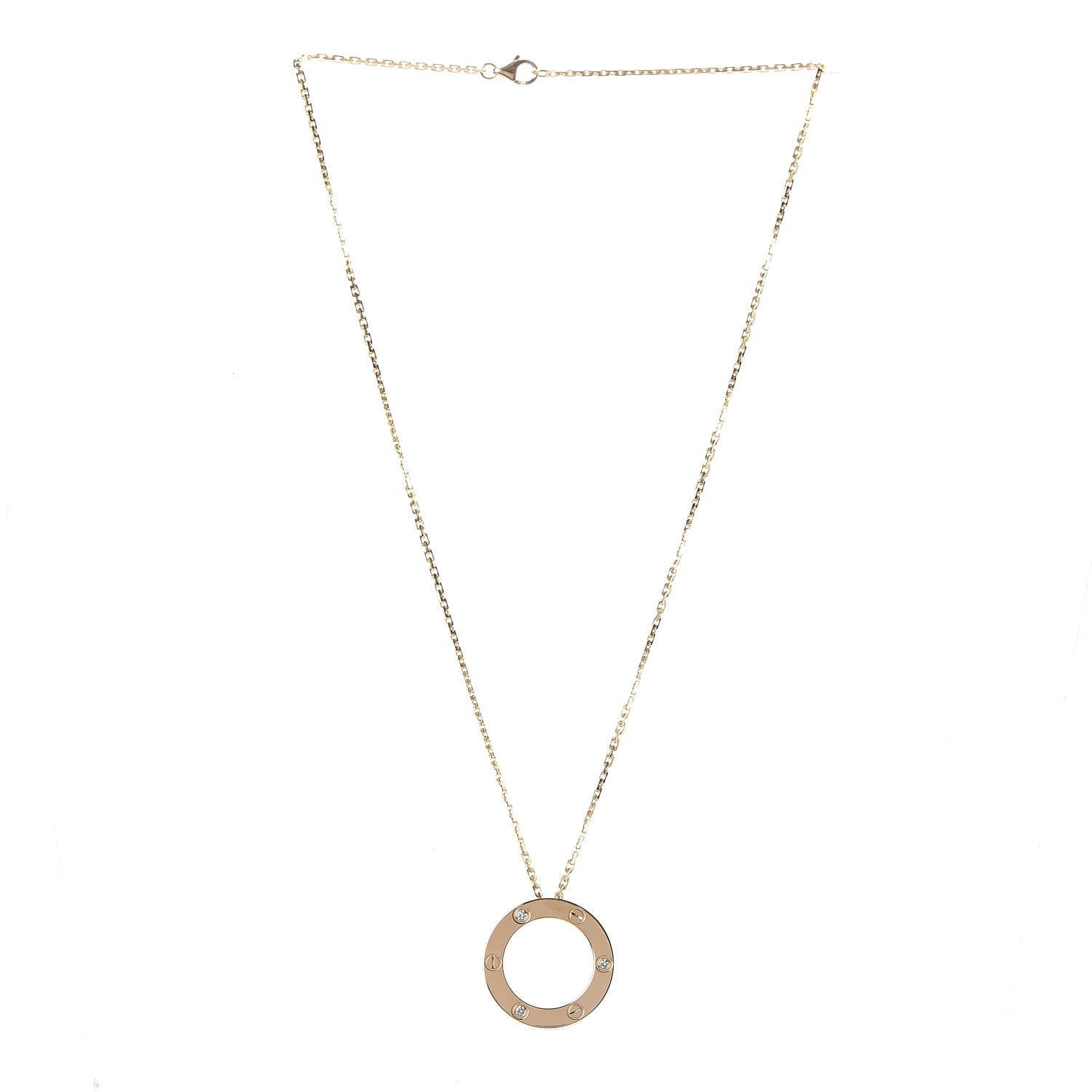 Cartier 18K Yellow Gold 3 Diamonds LOVE Pendant Necklace 3 of 6