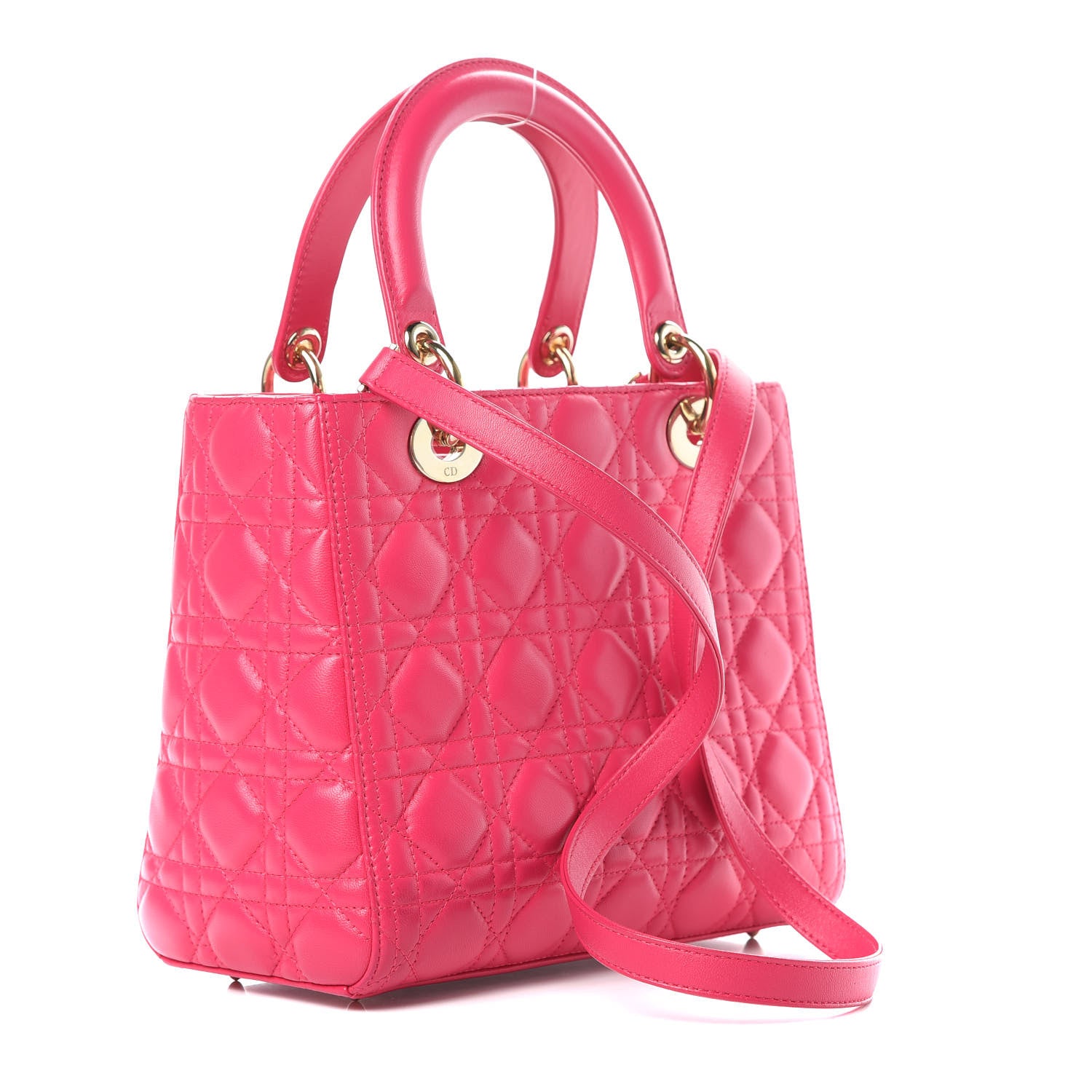 Christian Dior Lambskin Cannage Medium Lady Dior Pink 3 of 12