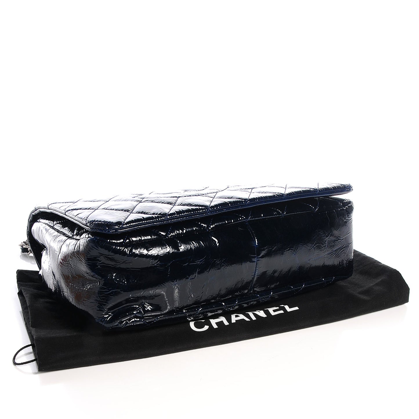 Patent Quilted XL Flap Navy Blue