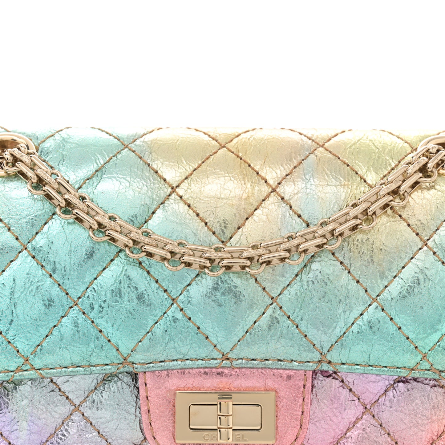 Metallic Goatskin Quilted Mini 2.55 Reissue Flap Multicolor