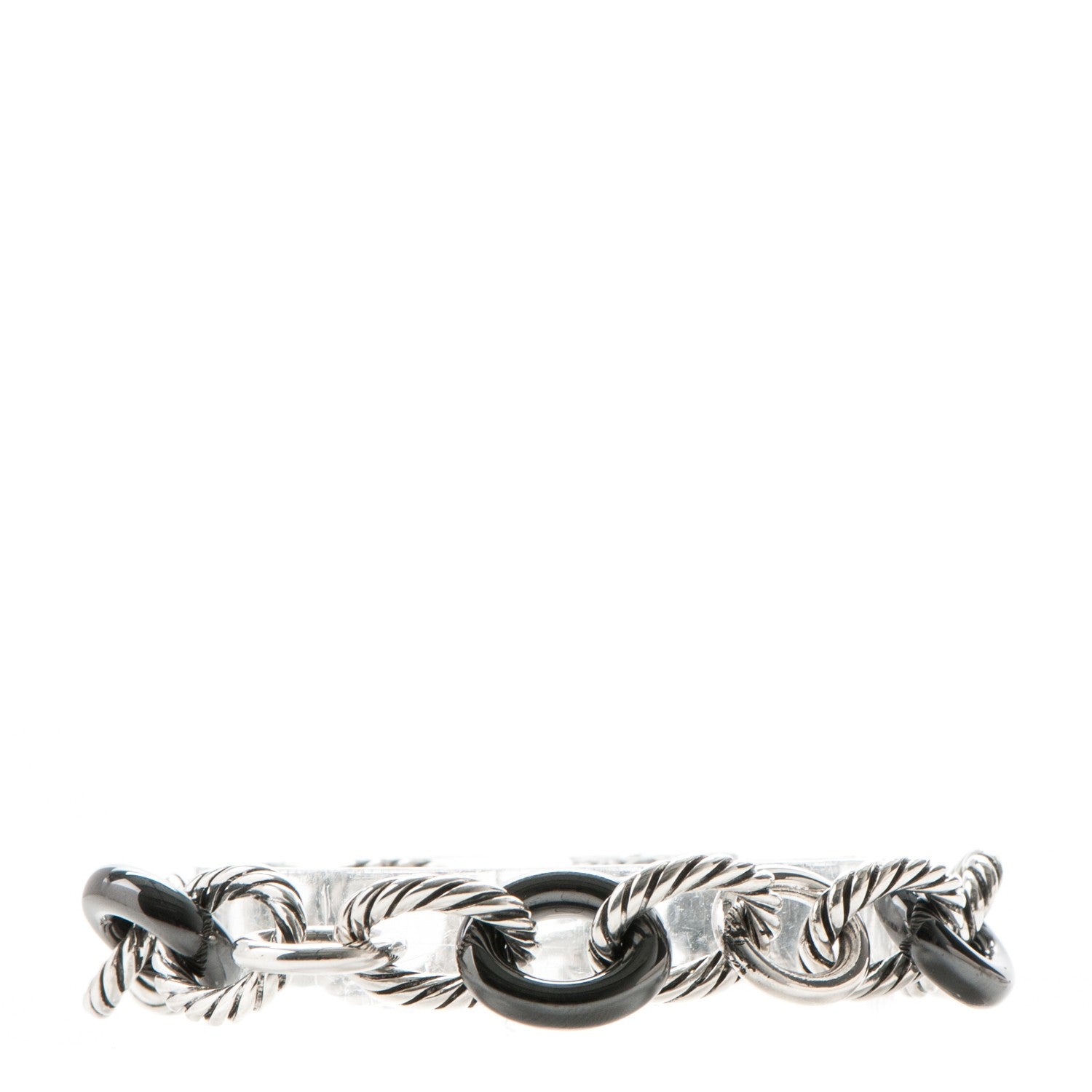 David Yurman Sterling Silver Ceramic 13mm Large Oval Link Bracelet Black 2 of 4