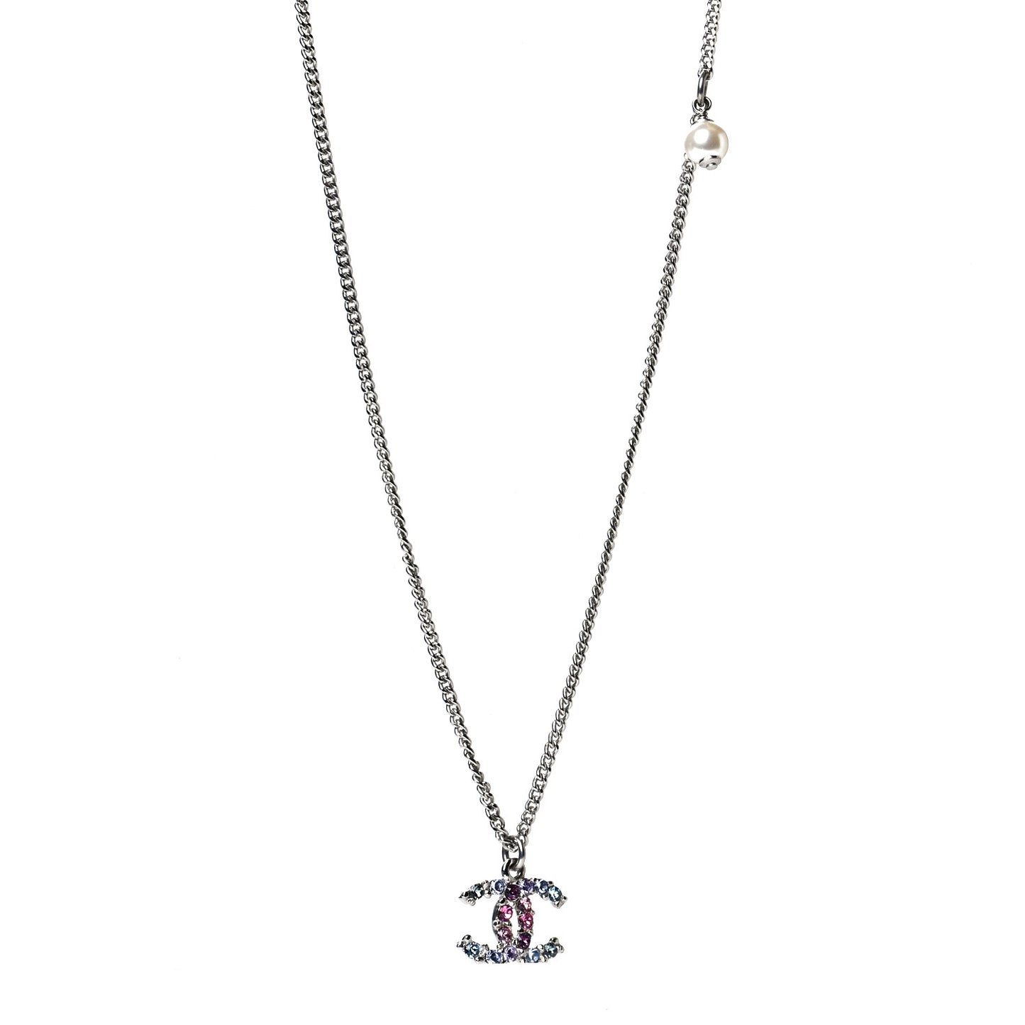Crystal CC Necklace Silver Multicolor