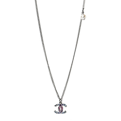 Chanel Crystal CC Necklace Silver Multicolor 1 of 3