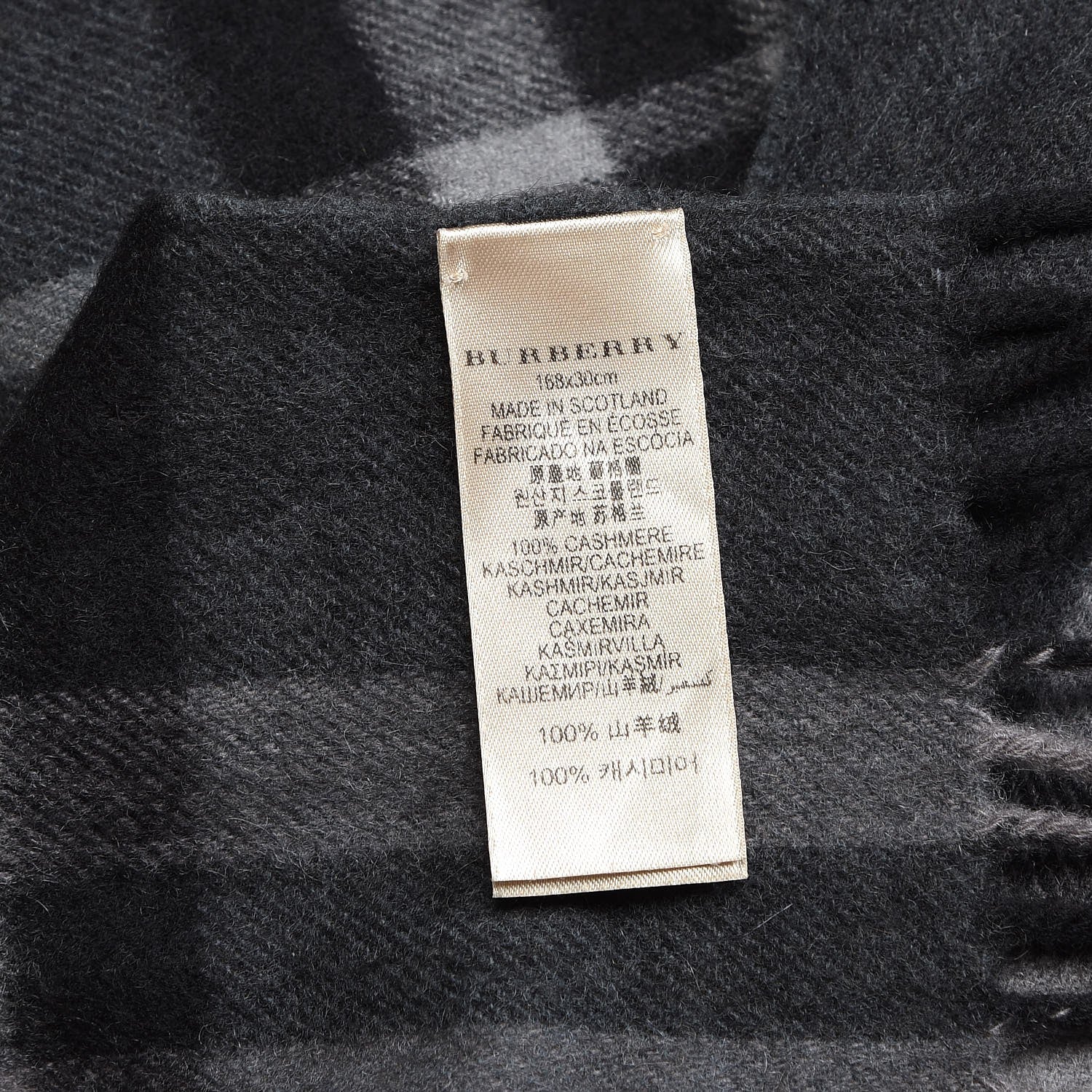 Burberry Cashmere Giant Check Fringe Scarf Charcoal 5 of 6