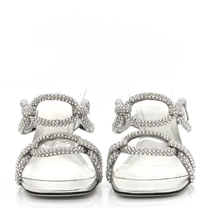 Valentino Garavani Metallic Nappa PVC Crystal Embellished Chain 1967 100mm Sandals 40.5 Silver 2 of 7
