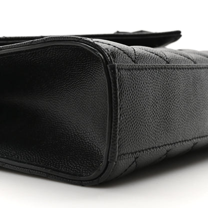 Saint Laurent Grain De Poudre Textured Mixed Matelasse Triquilt Medium Monogram Monochrome Satchel Black 17 of 22