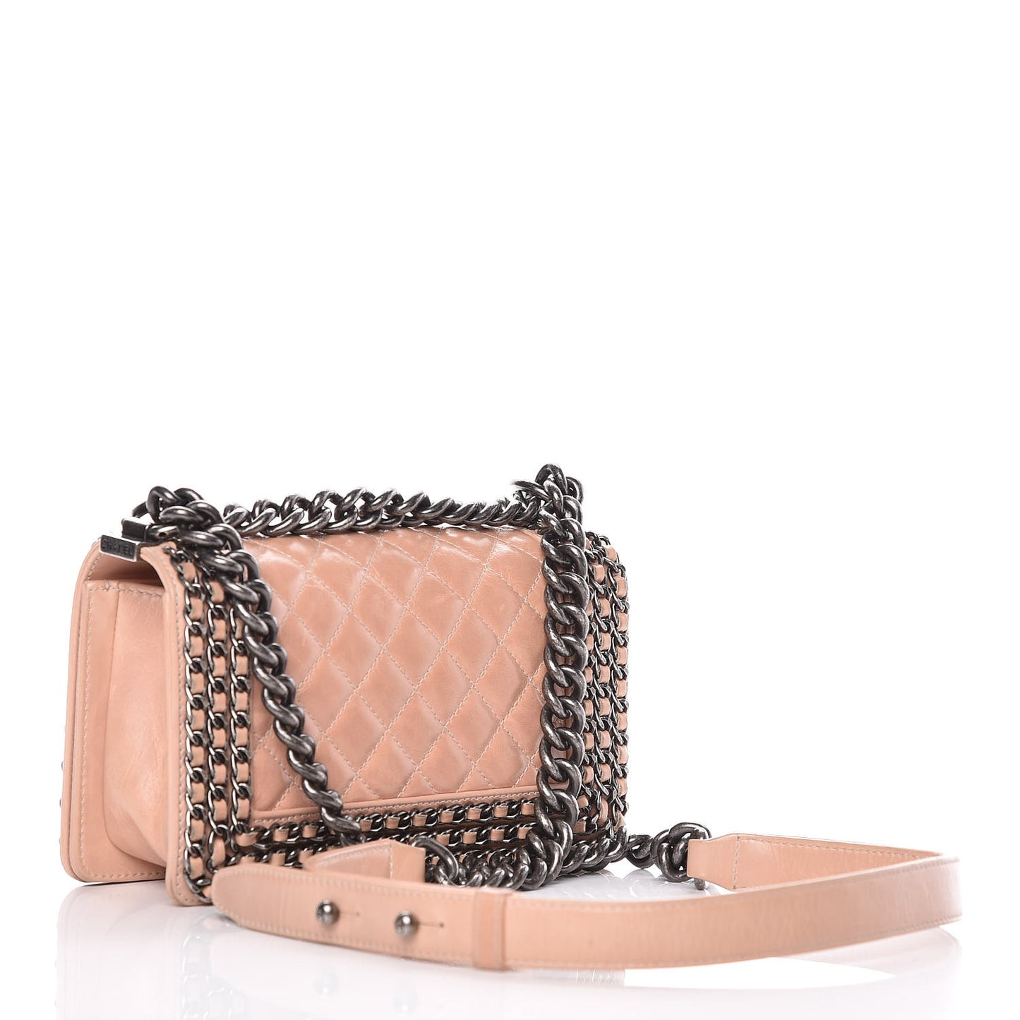 Glazed Calfskin Small Boy Chained Flap Pink