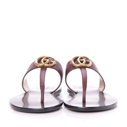 Gucci Calfskin GG Marmont Thong Sandals 37 Vintage Bordeaux 3 of 10