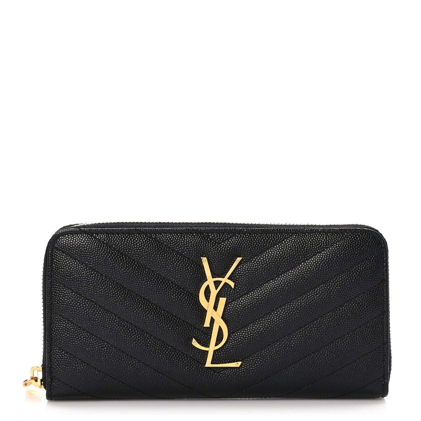 Grain De Poudre Matelasse Chevron Monogram Zip Around Wallet Black