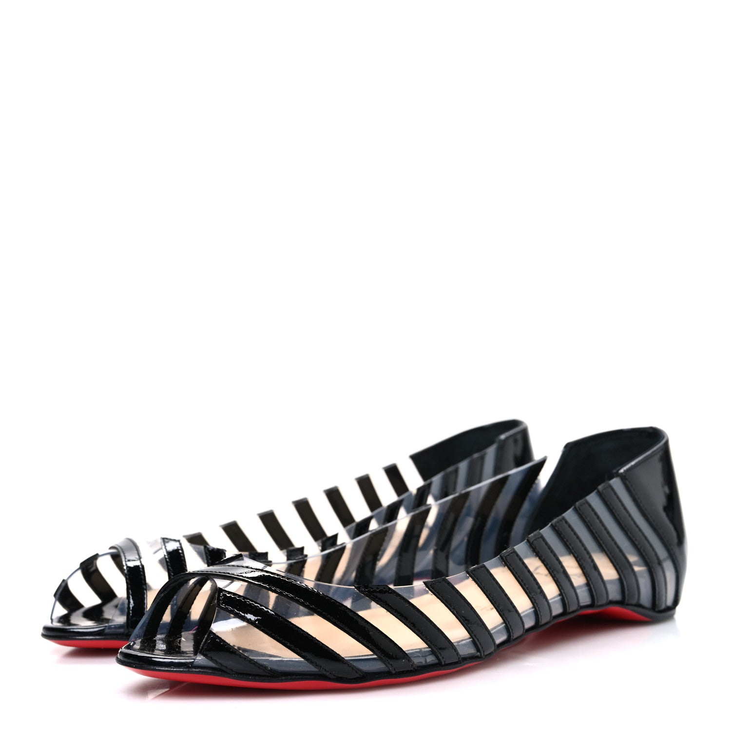 Christian Louboutin Patent PVC Striped A6 Flats 36.5 Black 4 of 9