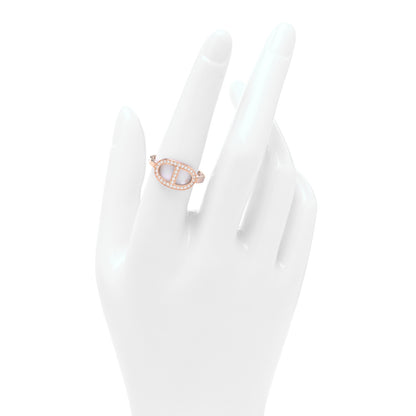Hermes 18K Rose Gold Diamond MM Chaine d'Ancre Contour Ring 56 7.5 2 of 5