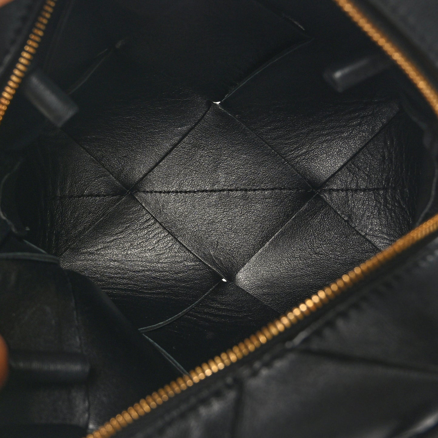 Lambskin Maxi Intrecciato Mini Cassette Camera Bag Black