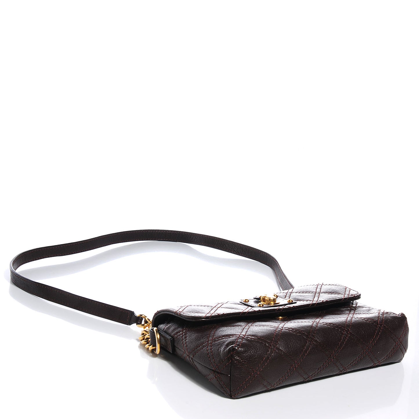 Leather Quilted The Small Single Flap Brown