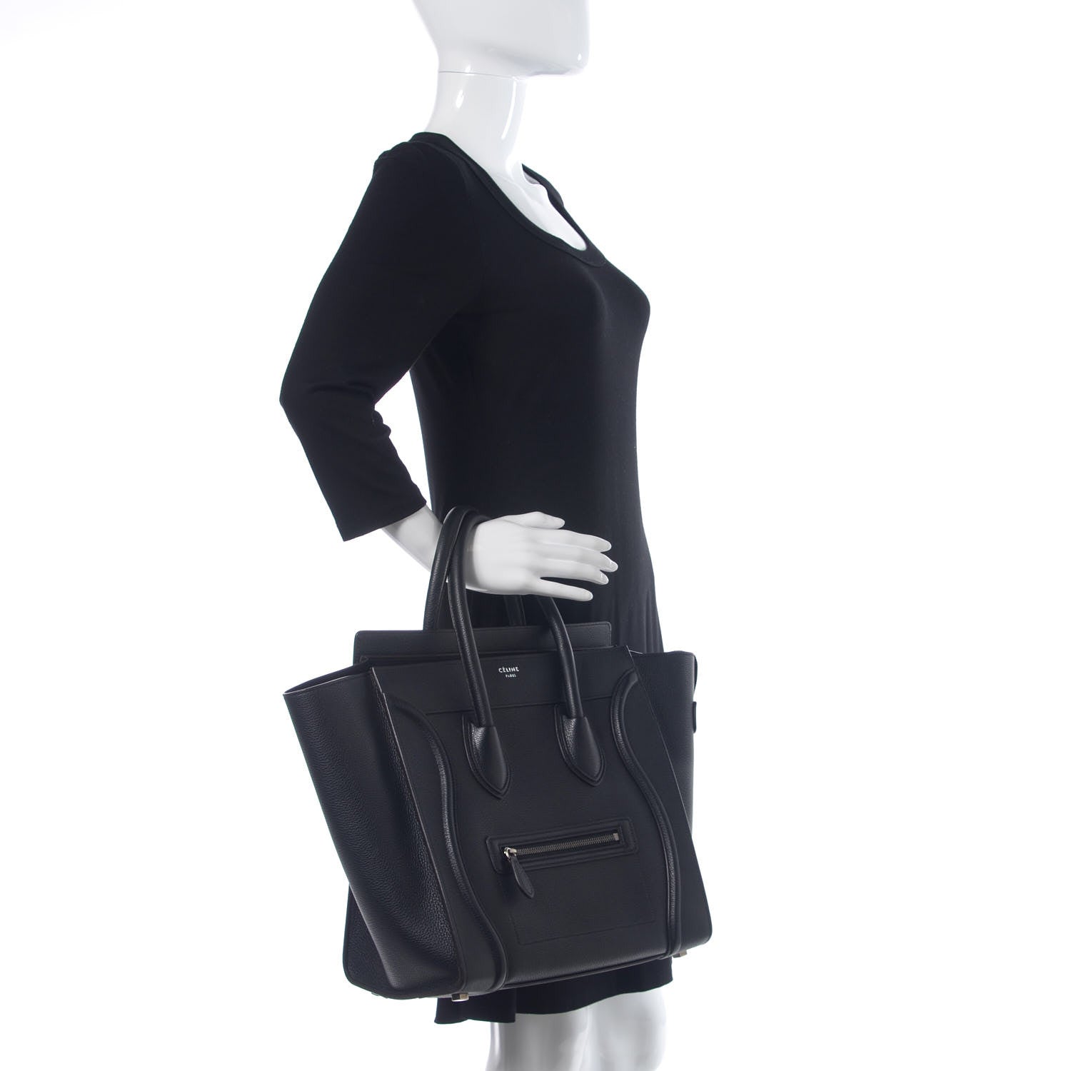 Celine Drummed Calfskin Mini Luggage Black 2 of 13