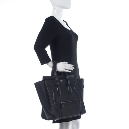 Celine Drummed Calfskin Mini Luggage Black 2 of 13