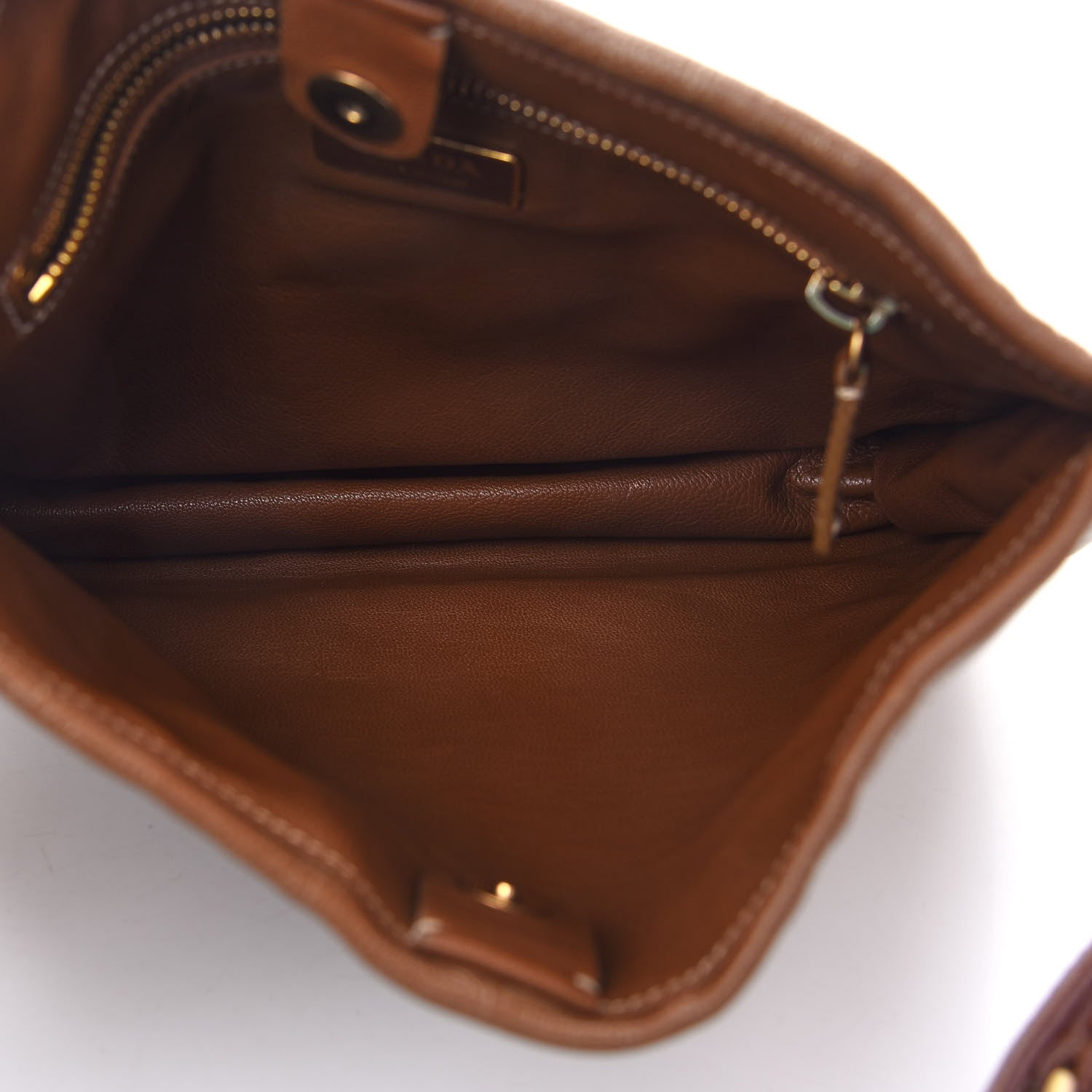 Prada Metallic Calfskin Embossed Tote Brown Gold 6 of 7