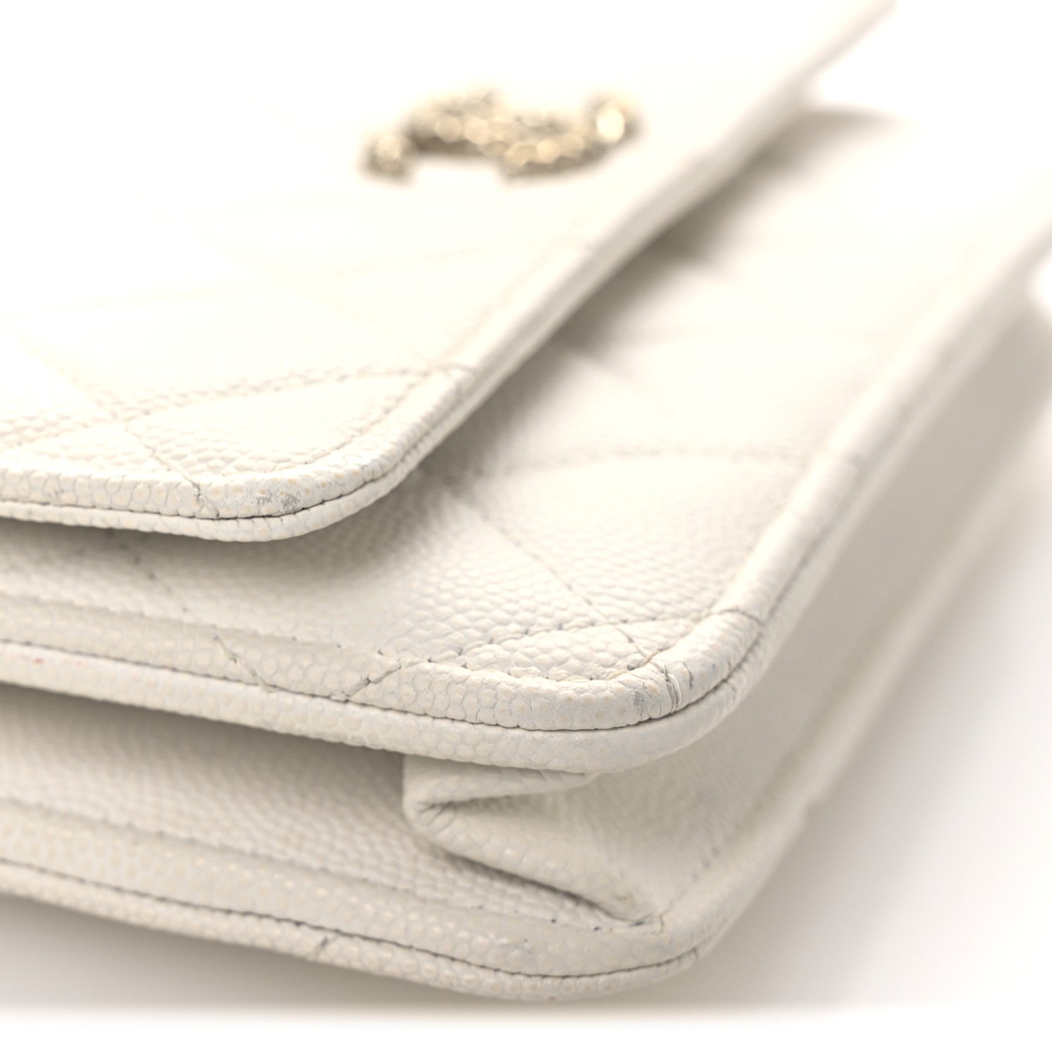 Chanel Caviar Quilted Perforated Metal CC Wallet On Chain WOC White 14 of 14
