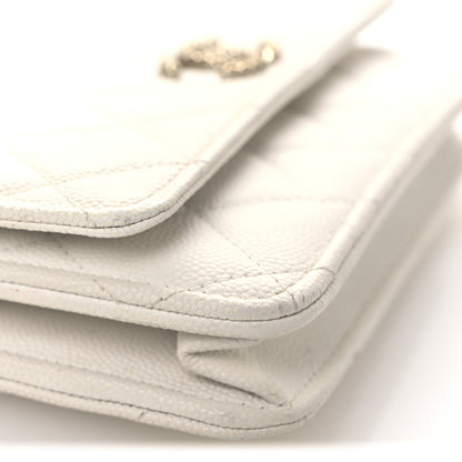 Chanel Caviar Quilted Perforated Metal CC Wallet On Chain WOC White 14 of 14