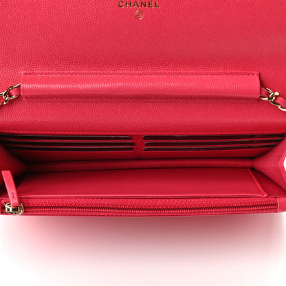 Chanel Caviar Quilted French New Wave Chain CC Wallet On Chain WOC Pink 5 of 10