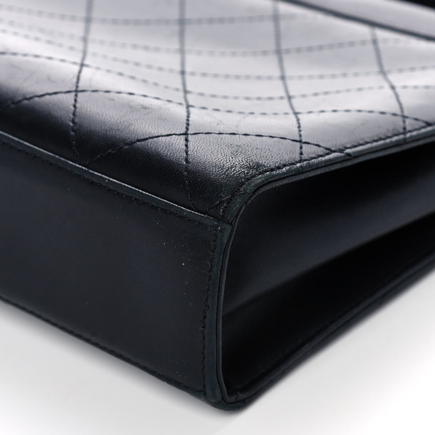 Lambskin Stitched Shoulder Bag Black