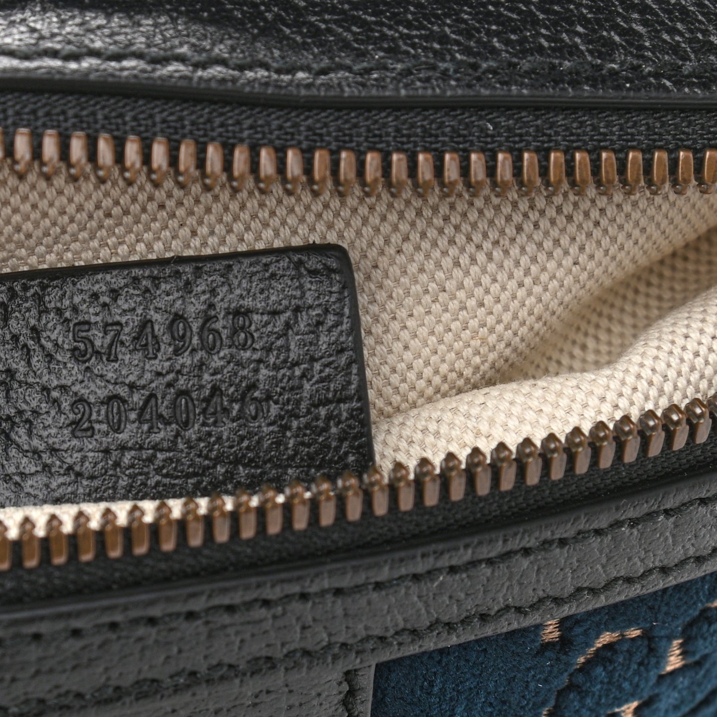 Velvet GG Monogram Web Belt Bag Blue Beige