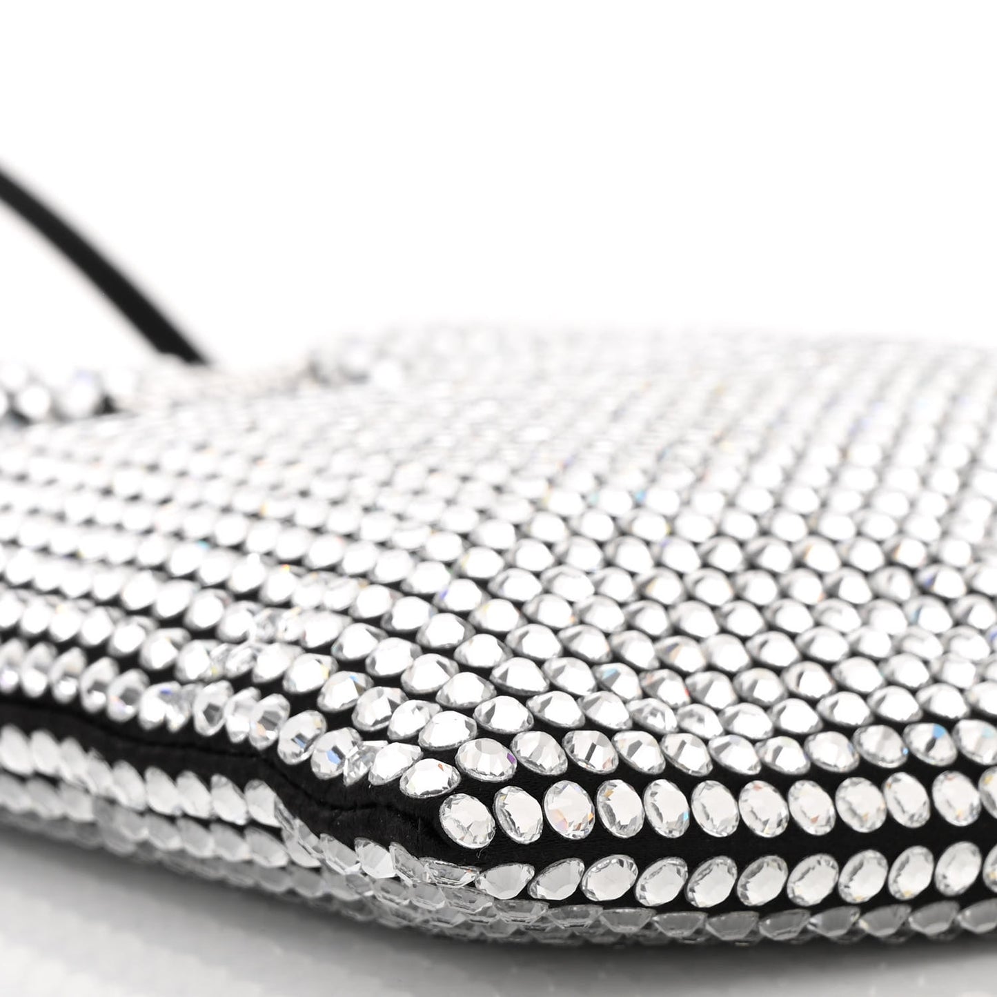 Satin Crystal Metal Triangle Logo Chain Crossbody Handbag Cristal