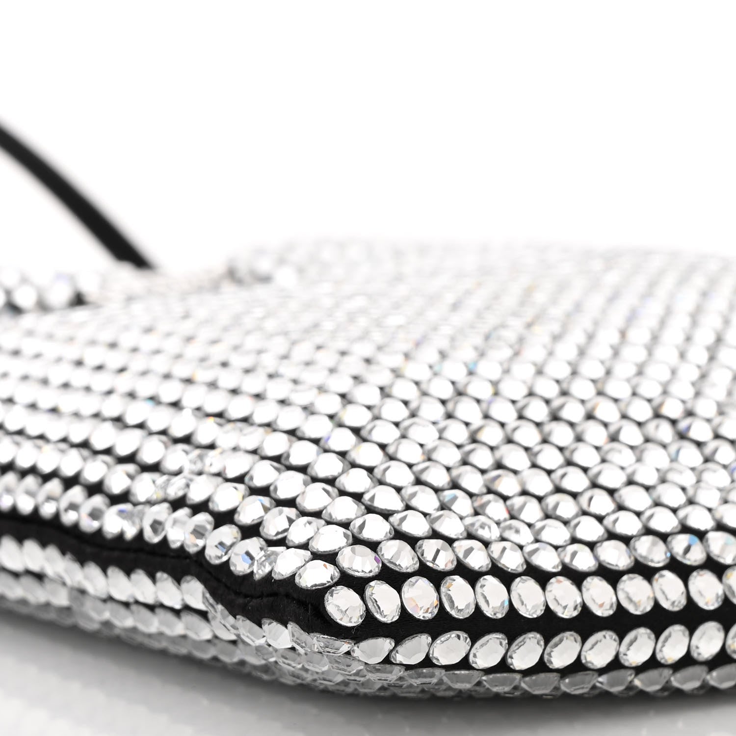 Prada Satin Crystal Metal Triangle Logo Chain Crossbody Handbag Cristal 9 of 10