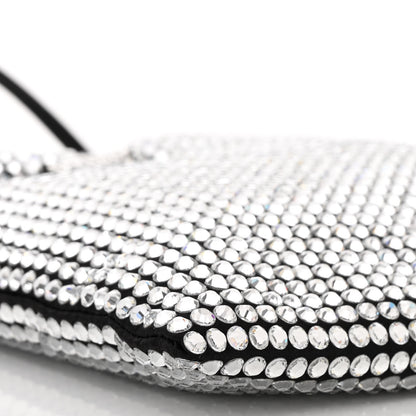 Prada Satin Crystal Metal Triangle Logo Chain Crossbody Handbag Cristal 9 of 10