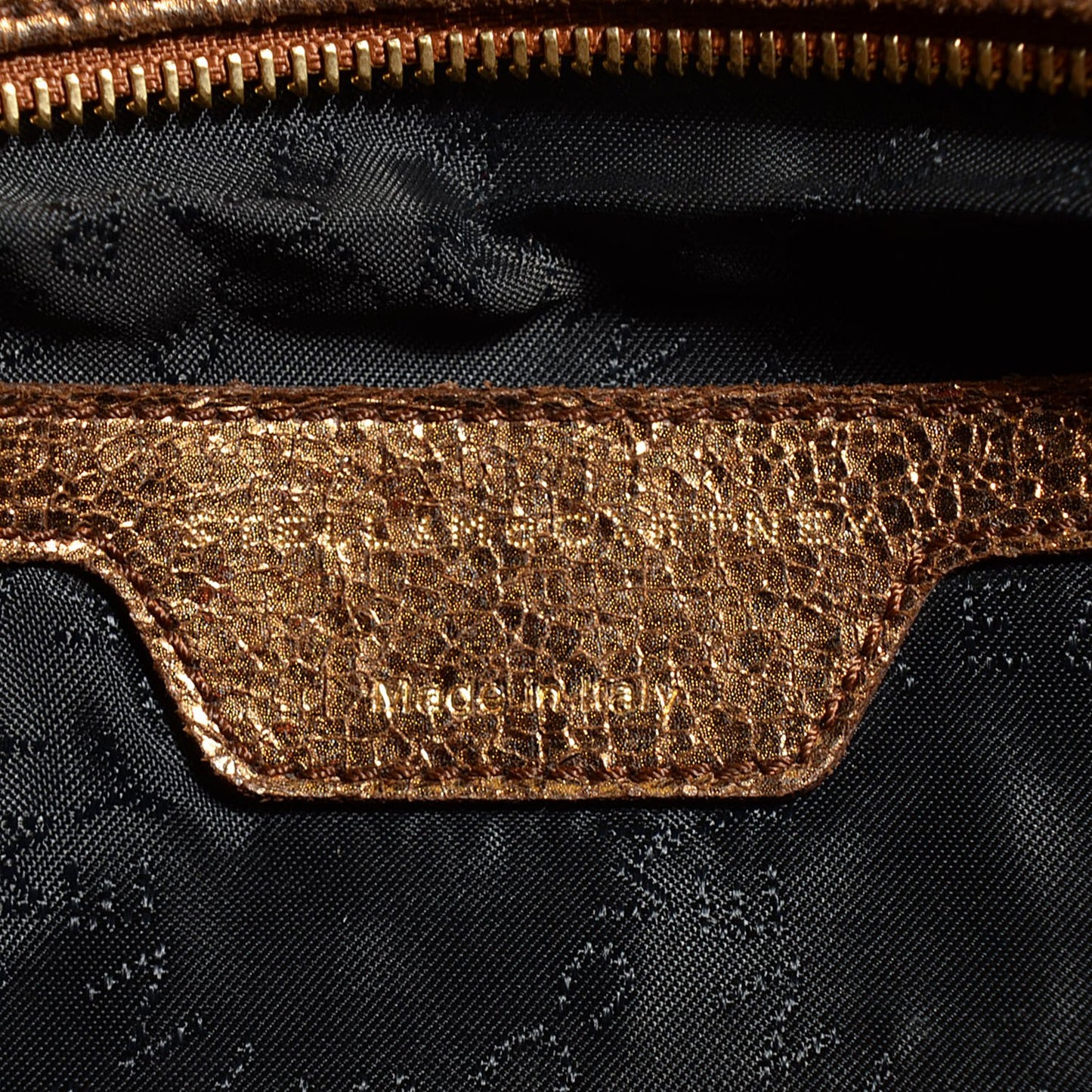 Crackled Metallic Large Falabella Crossbody Bag Bronze