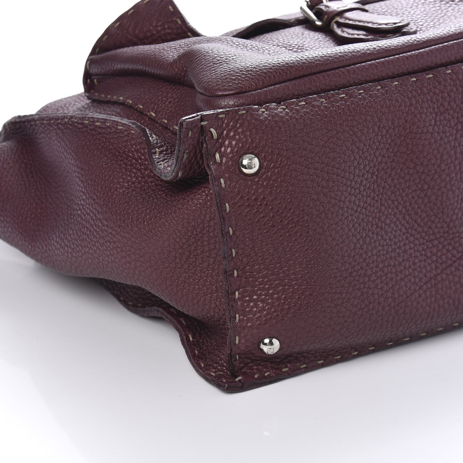 Fendi Calfskin Romano Selleria Pocket Tote Bordeaux 6 of 9