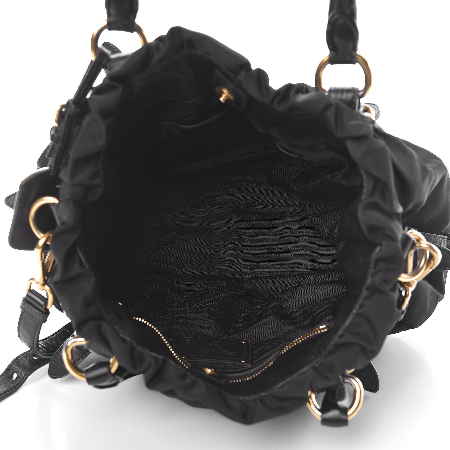 Prada Tessuto Nylon Jacquard Logo Tote Black 5 of 20