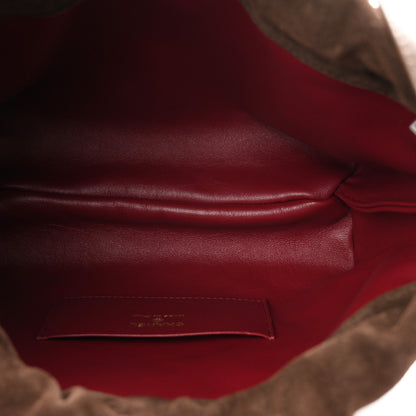 Chanel Suede Calfskin Lambskin Quilted Clutch With Strap Dark Brown 5 of 11