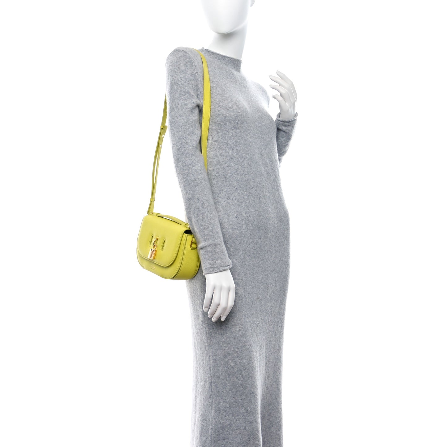 Grained Calfskin Padlock Crossbody Bag Yellow