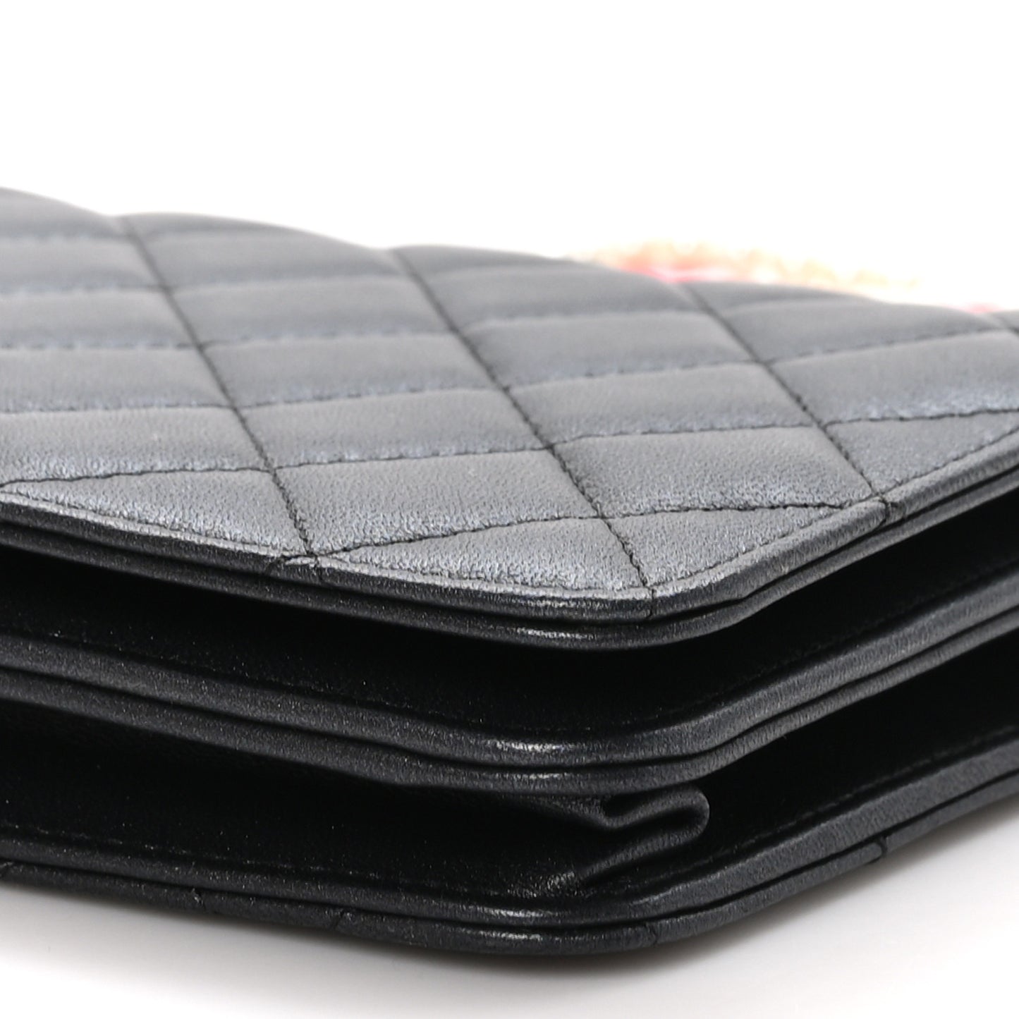 Iridescent Lambskin Quilted Pearl Wallet On Chain WOC Black