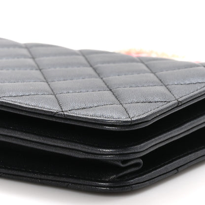 Chanel Iridescent Lambskin Quilted Pearl Wallet On Chain WOC Black 11 of 12