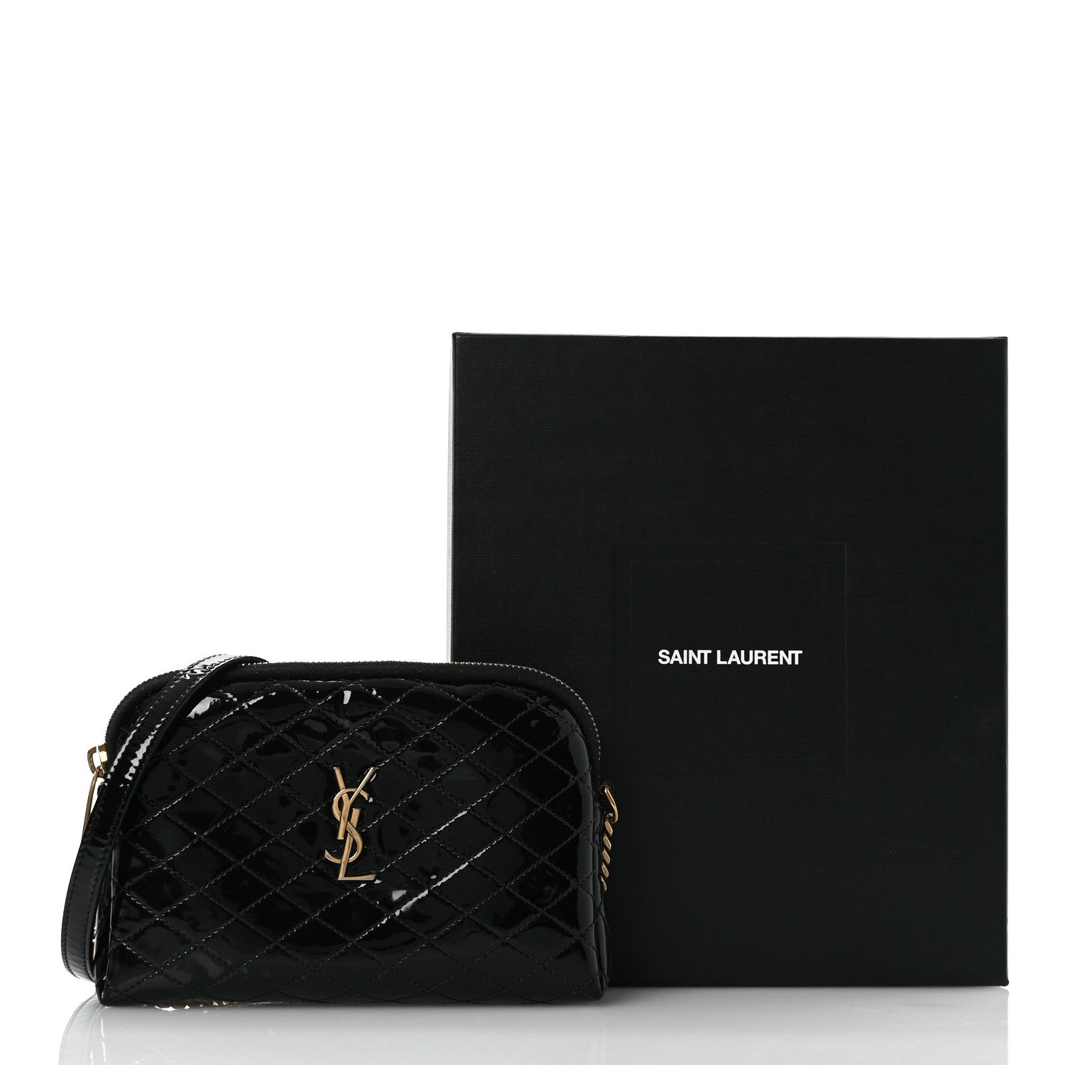 Saint Laurent Patent Quilted Gaby Zipped Pouch Black 13 of 13
