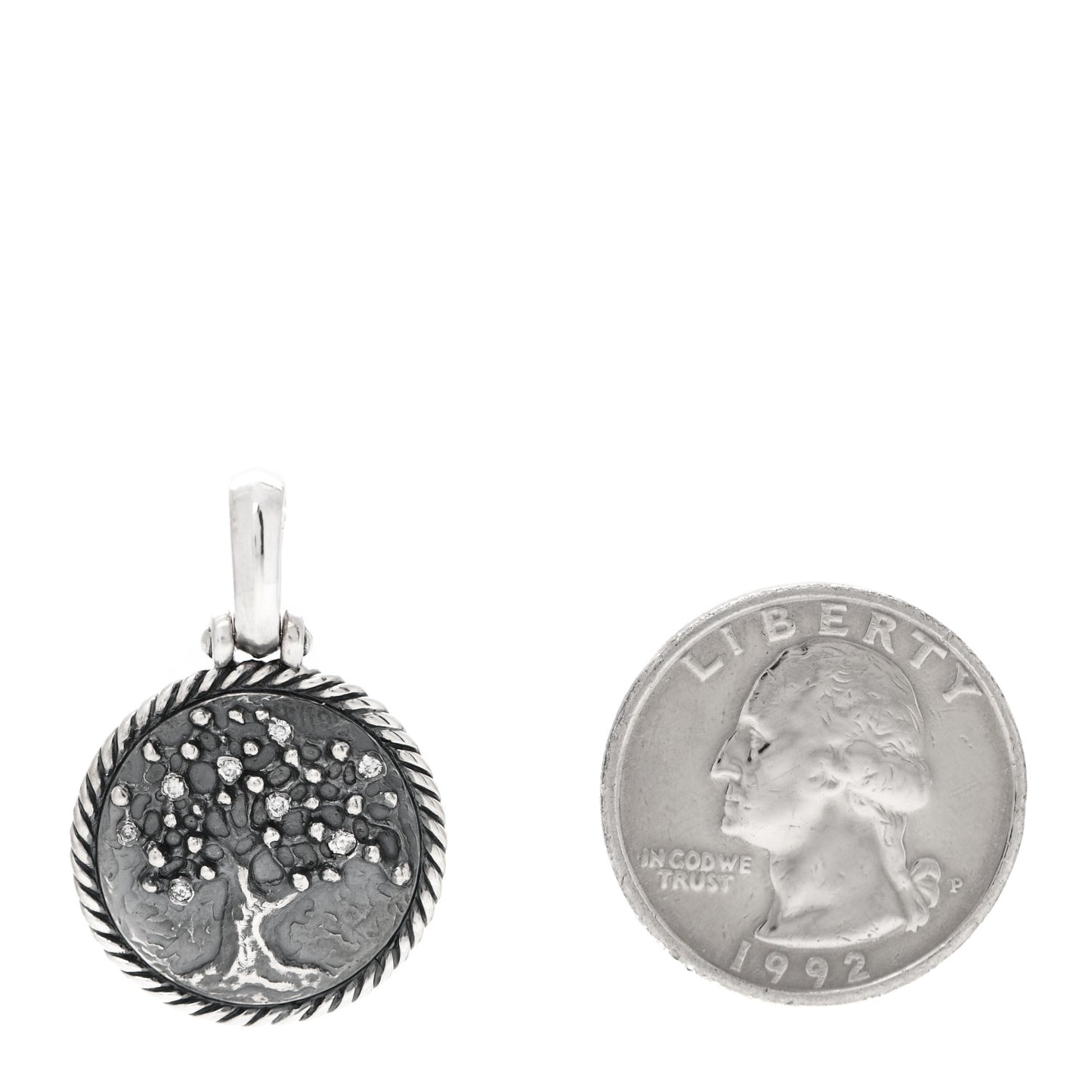 Sterling Silver Diamond Cable Collectibles Tree of Life Amulet Pendant