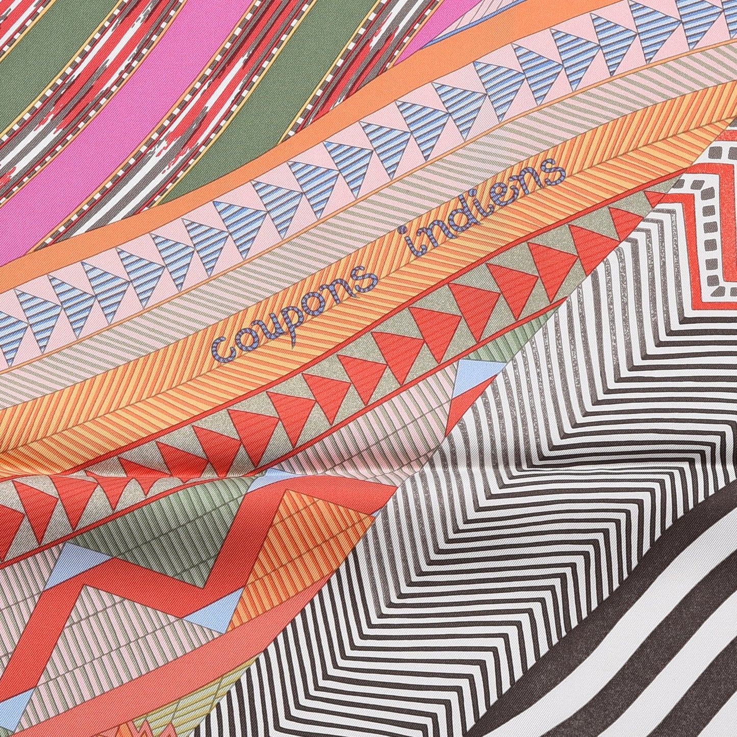 Silk Coupons Indiens Scarf 90 Rose Corail Vert