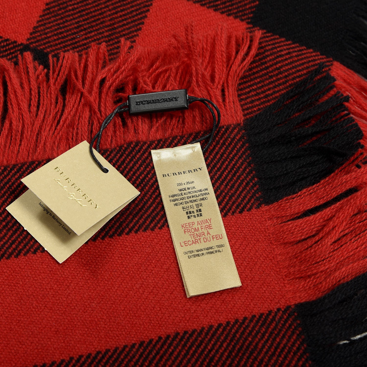 Burberry Wool Half Mega Check Fringe Scarf Red 4 of 4